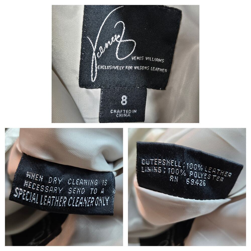 Venus Williams Wilsons Leather Pants sz 8 Beige Flare Leg Lined READ - Picture 10 of 15